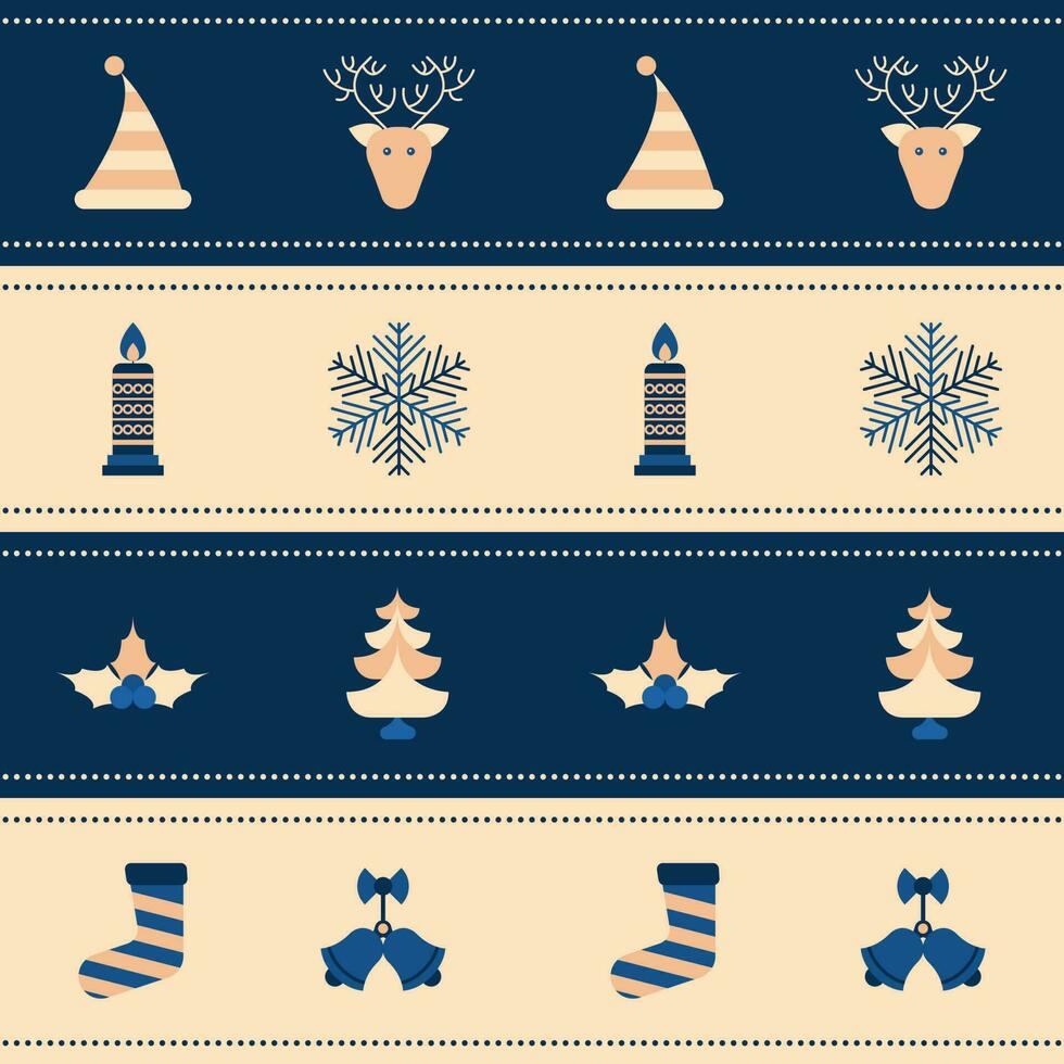 Kerstmis festival element patroon achtergrond in blauw en bruin kleur. vector