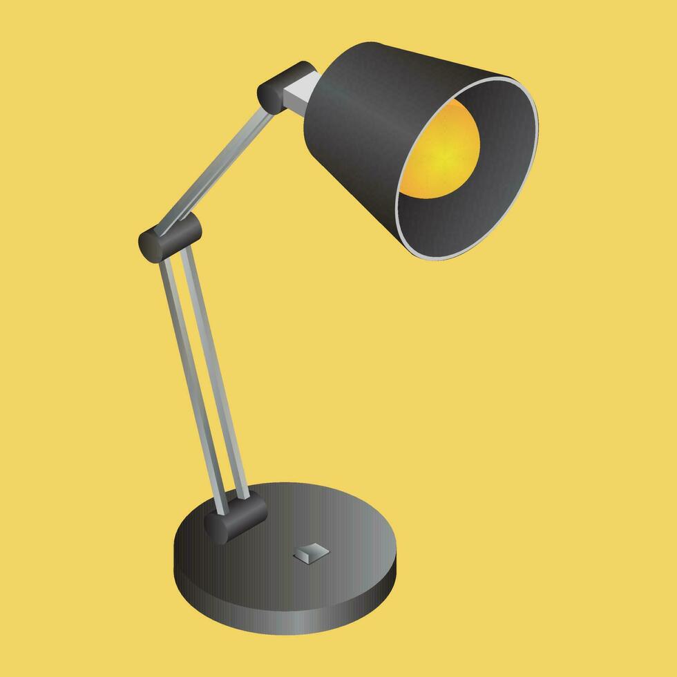 tafel lamp in 3d stijl Aan geel achtergrond. vector