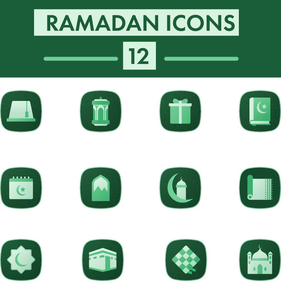 reeks van Ramadan icoon in groen kleur. vector