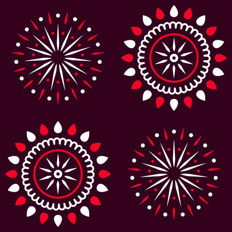 mandala barsten oosters patroon achtergrond in rood en wit kleur. vector