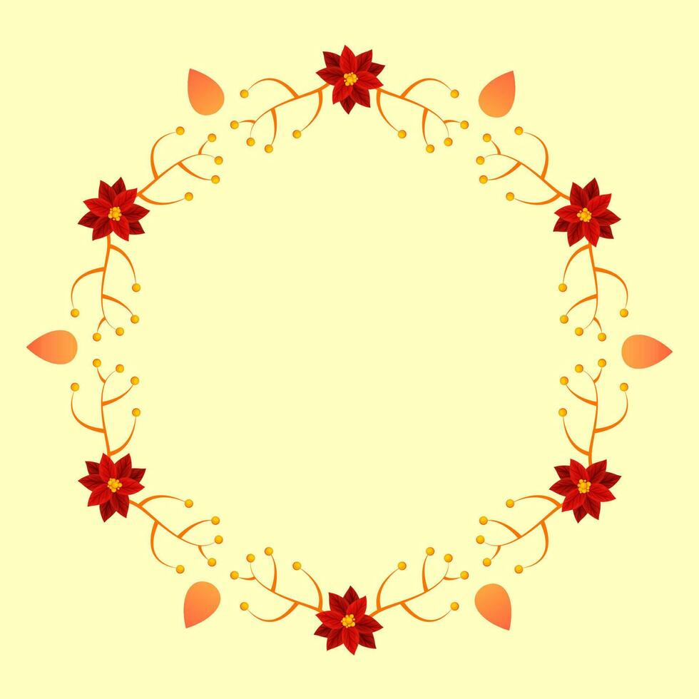 zeshoek kader gemaakt door BES Afdeling en kerstster bloemen Aan geel achtergrond met kopiëren ruimte. vector