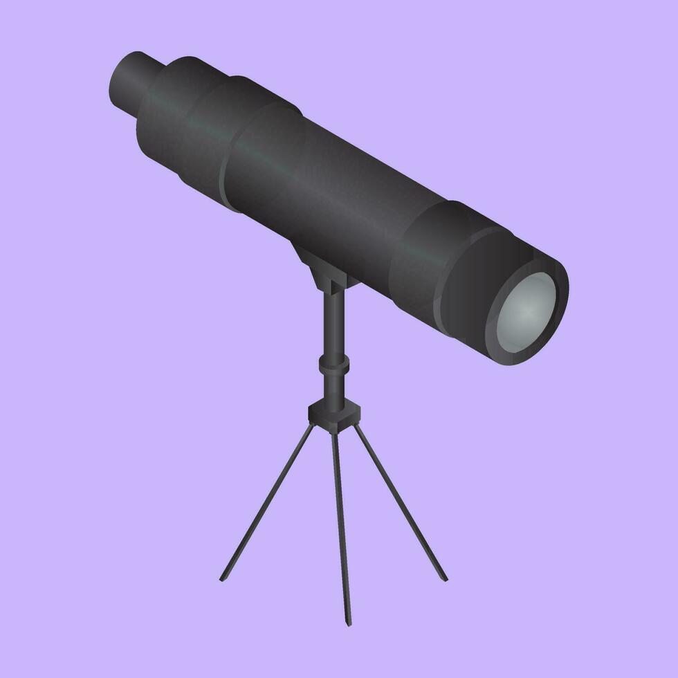 realistisch telescoop Aan Purper achtergrond. vector