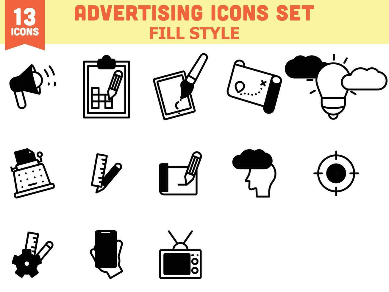 illustratie van reclame icoon reeks in vlak stijl. vector