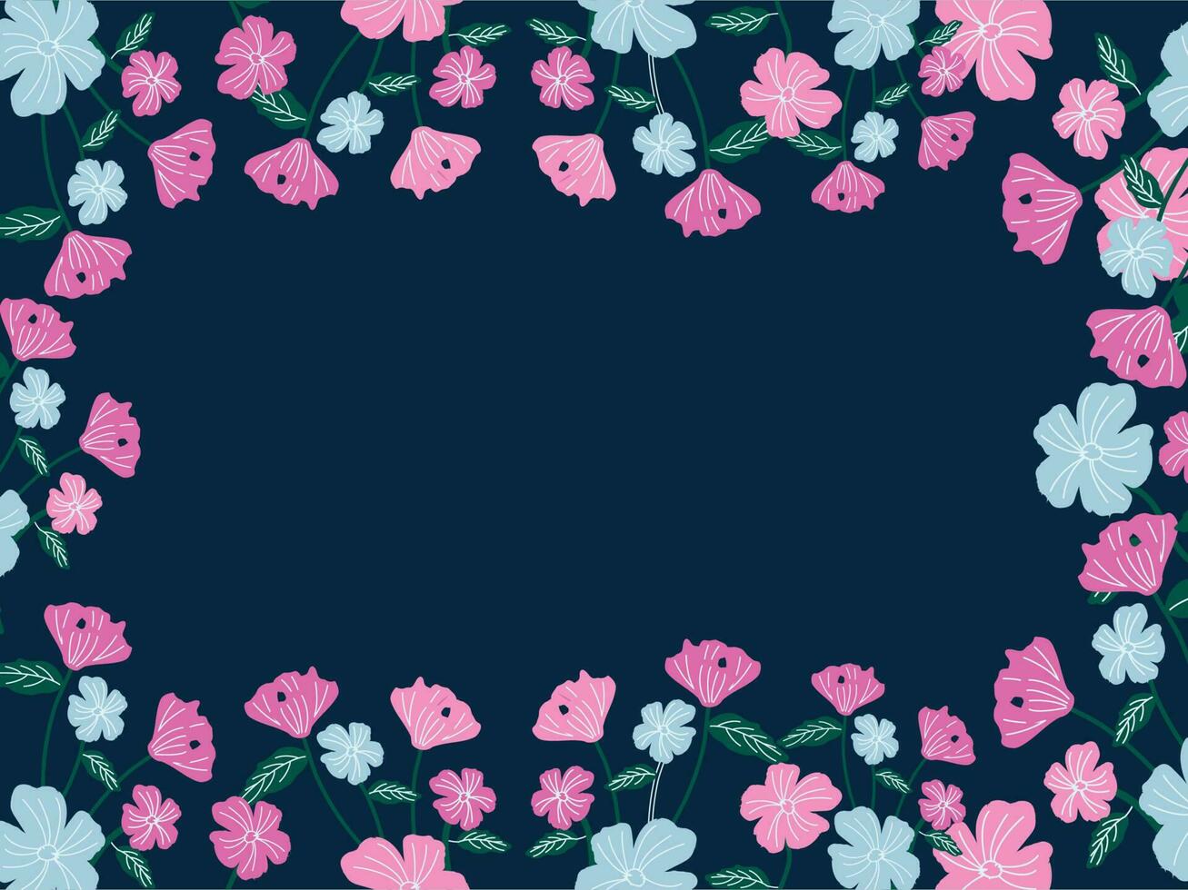 taling blauw achtergrond versierd met bloemen en bladeren. vector