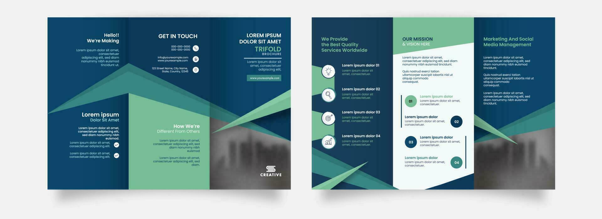 drievoud brochure sjabloon of brochure ontwerp met dubbelzijdig Cadeau voor bedrijf concept. vector