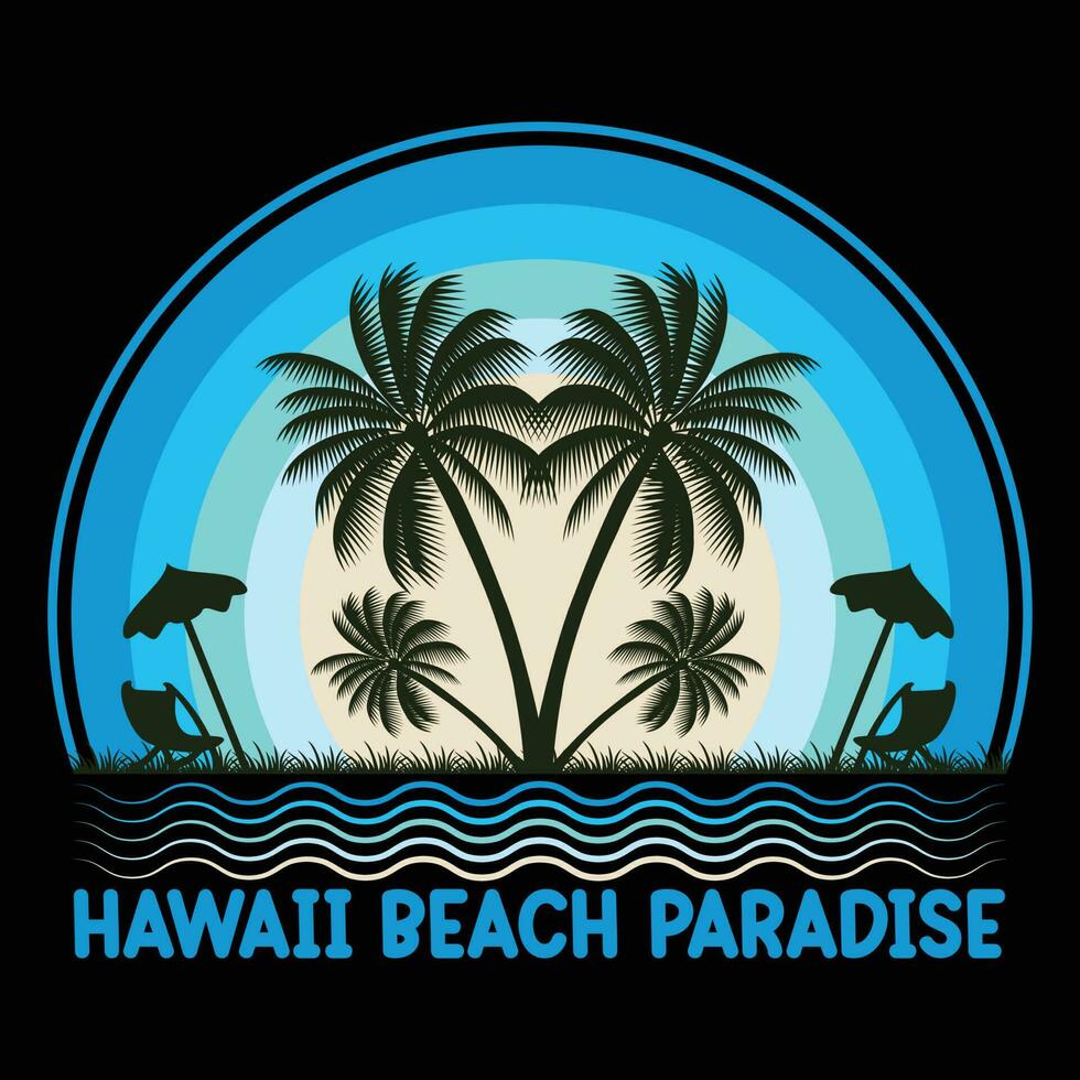 Hawaii paradijs strand t-shirt ontwerp vector illustratie