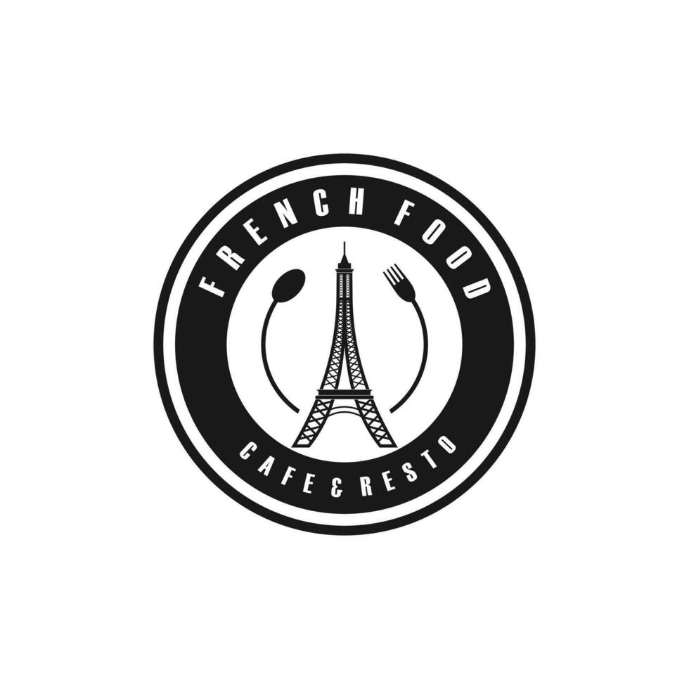 resto en cafe logo met eiffel ontwerp grafisch vector