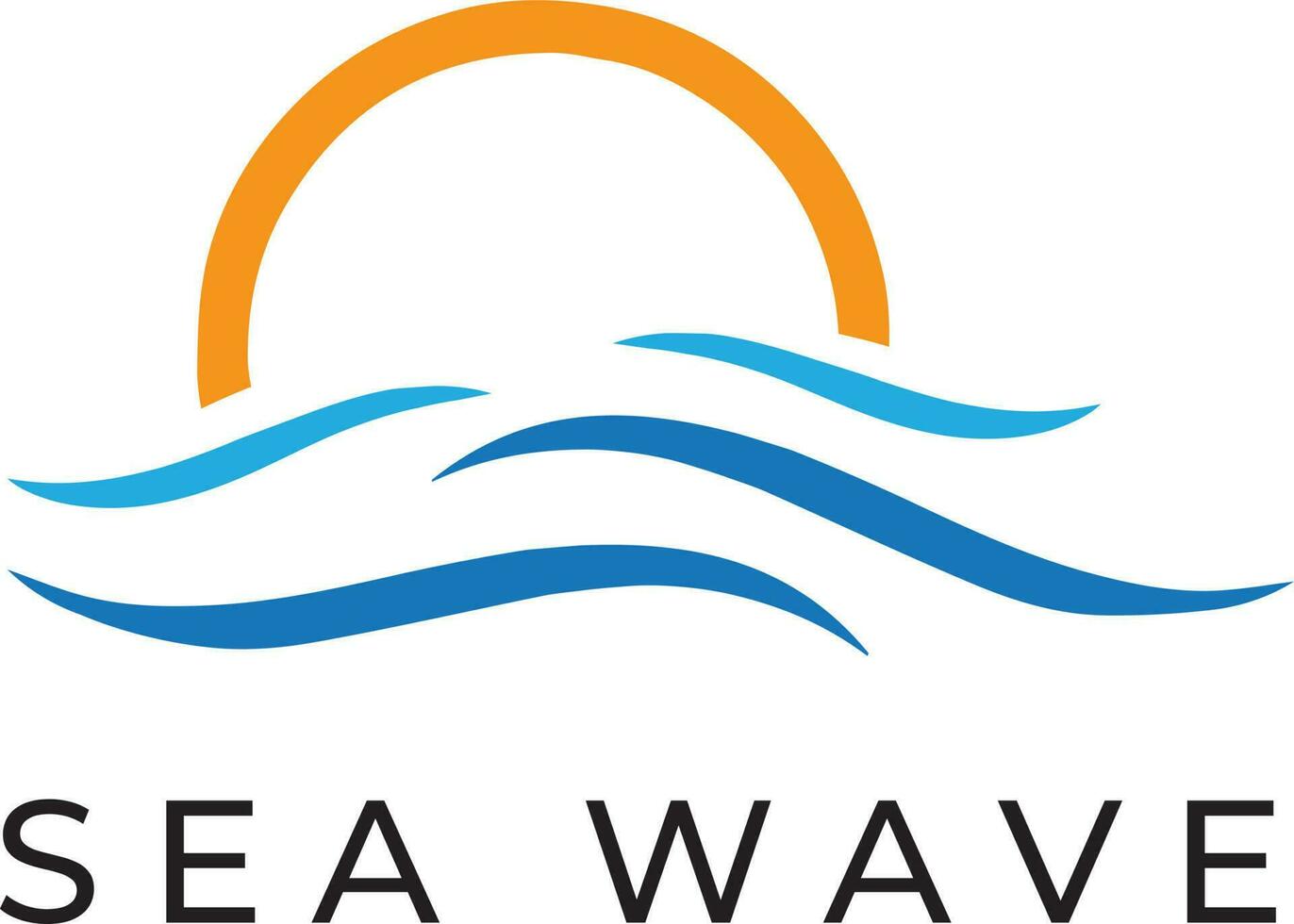 zee golven logo set, zon golven logo set, walvis golven logo vector