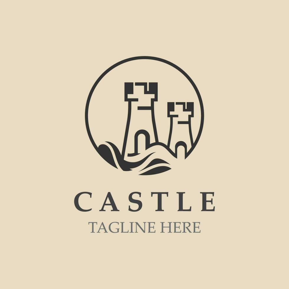 kasteel logo grafisch sjabloon ontwerp, oude kasteel wijnoogst vector