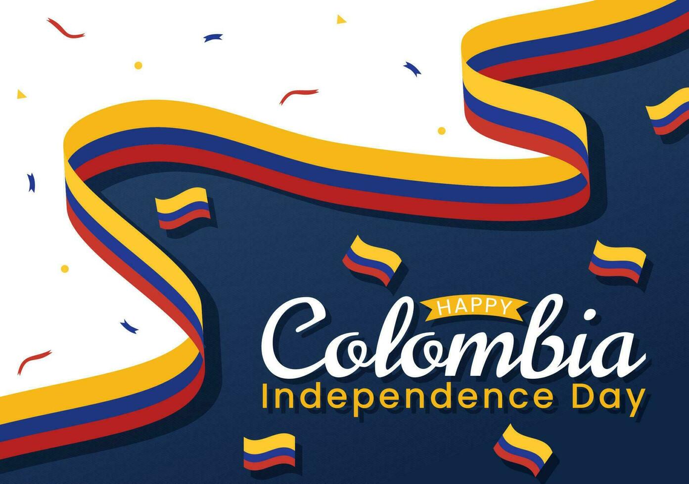 Colombia onafhankelijkheid dag vector illustratie met golvend vlag in nationaal vakantie viering vlak tekenfilm hand- getrokken landen bladzijde Sjablonen