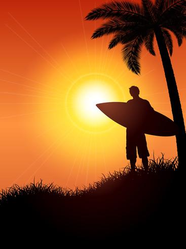 Surfersilhouet vector