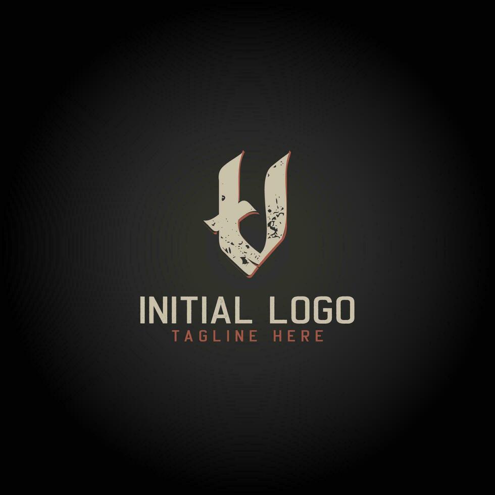 logo van v alfabet eerste gotisch stijl icoon ontwerp vector