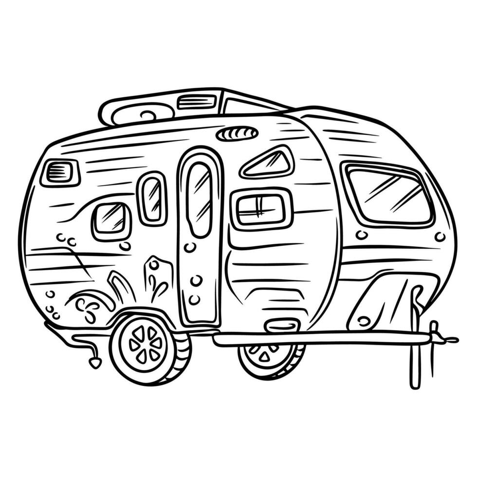 reizen aanhangwagen. camper voor familie reizen. camping. vector