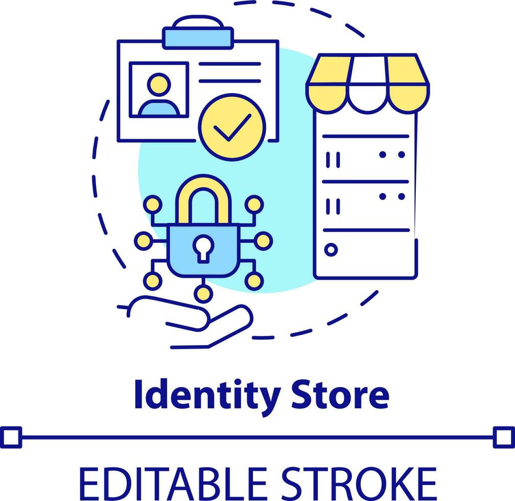 identiteit op te slaan concept icoon. directory onderhoud abstract idee dun lijn illustratie. warehousing informatie. geïsoleerd schets tekening. bewerkbare beroerte vector