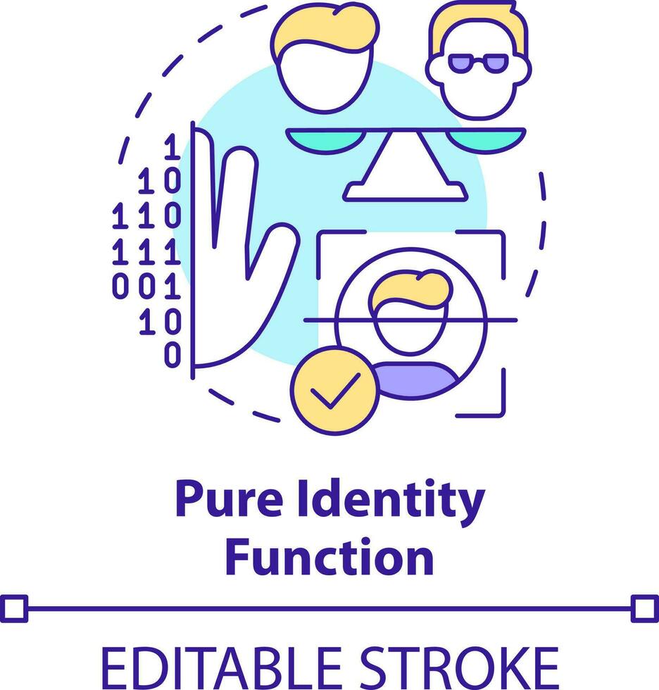 zuiver identiteit functie concept icoon. identiteit beheer werkwijze abstract idee dun lijn illustratie. controle toegang. geïsoleerd schets tekening. bewerkbare beroerte vector