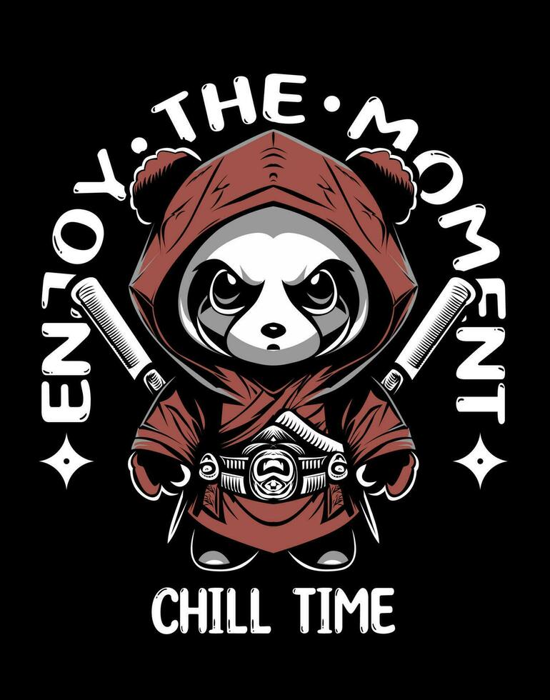 Ninja panda Super goed vechter overhemd ontwerp vector illustratie