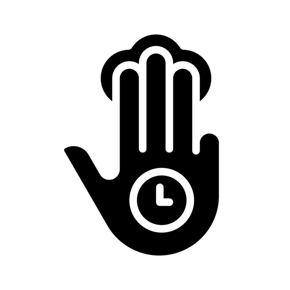 drie vinger Holding zwart glyph icoon. multi tintje technologie. kraan en uitstel. lang druk op. touch screen controle. silhouet symbool Aan wit ruimte. solide pictogram. vector geïsoleerd illustratie