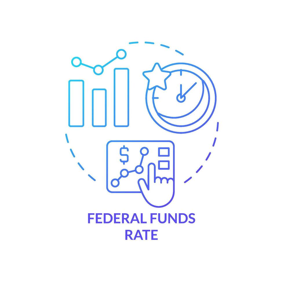 federaal fondsen tarief blauw helling concept icoon. bankieren. hoe kan regering transactie met inflatie abstract idee dun lijn illustratie. geïsoleerd schets tekening vector