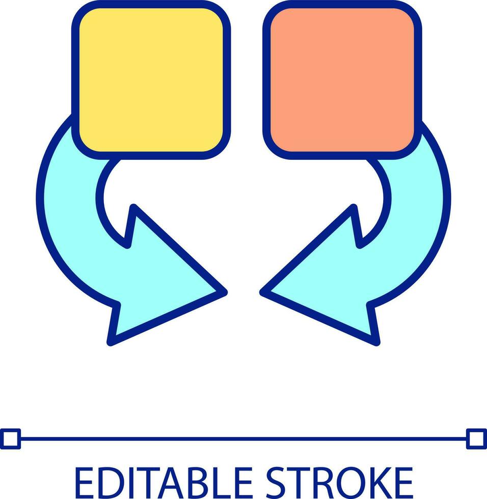 componenten combinatie rgb kleur icoon. integratie van industrieën. afdelingen medewerking. geïsoleerd vector illustratie. gemakkelijk gevulde lijn tekening. bewerkbare beroerte