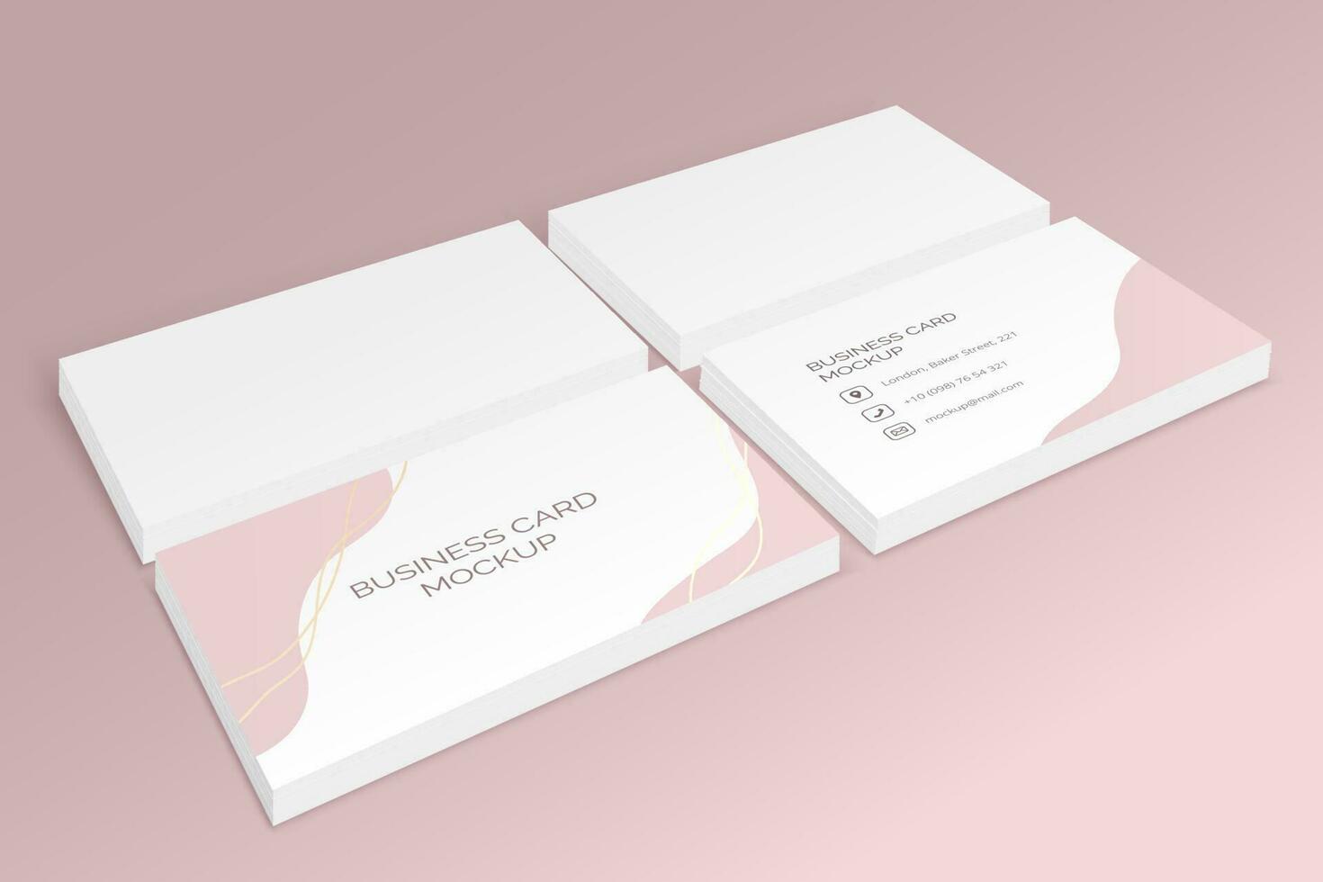 een roze vector mockup van een stapel van blanco leeg papier en wit bedrijf kaarten voor presentatie en kantoor gebruiken. stack van bedrijf en zakelijke werk kaarten, bedrijf informatie. een stack van identiteit kaarten