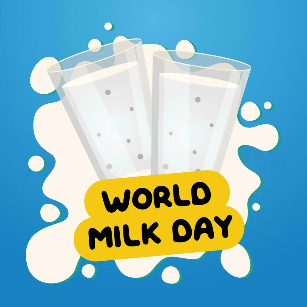 wereld melk dag ontwerp sjabloon voor viering. wereld melk dag vector illustratie met melk plons en melk glas. vlak melk illustratie. plons vector ontwerp.