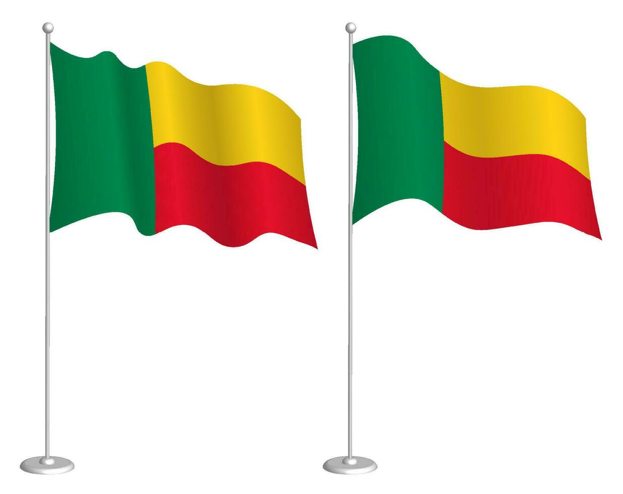 republiek van Benin vlag Aan vlaggenmast golvend in wind. vakantie ontwerp element. controlepost voor kaart symbolen. geïsoleerd vector Aan wit achtergrond