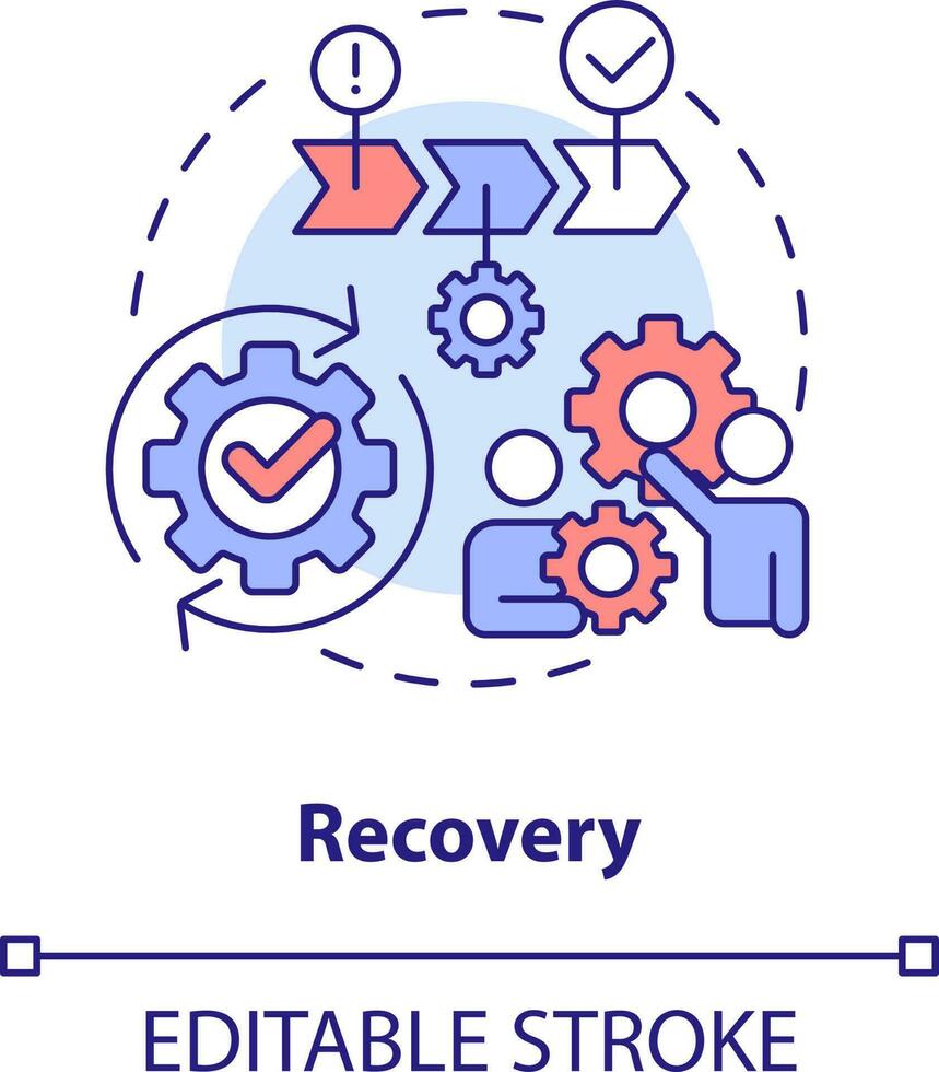 herstel concept icoon. terugkeer naar normaal activiteiten. model- voor crisis beheer stappen abstract idee dun lijn illustratie. geïsoleerd schets tekening. bewerkbare beroerte vector