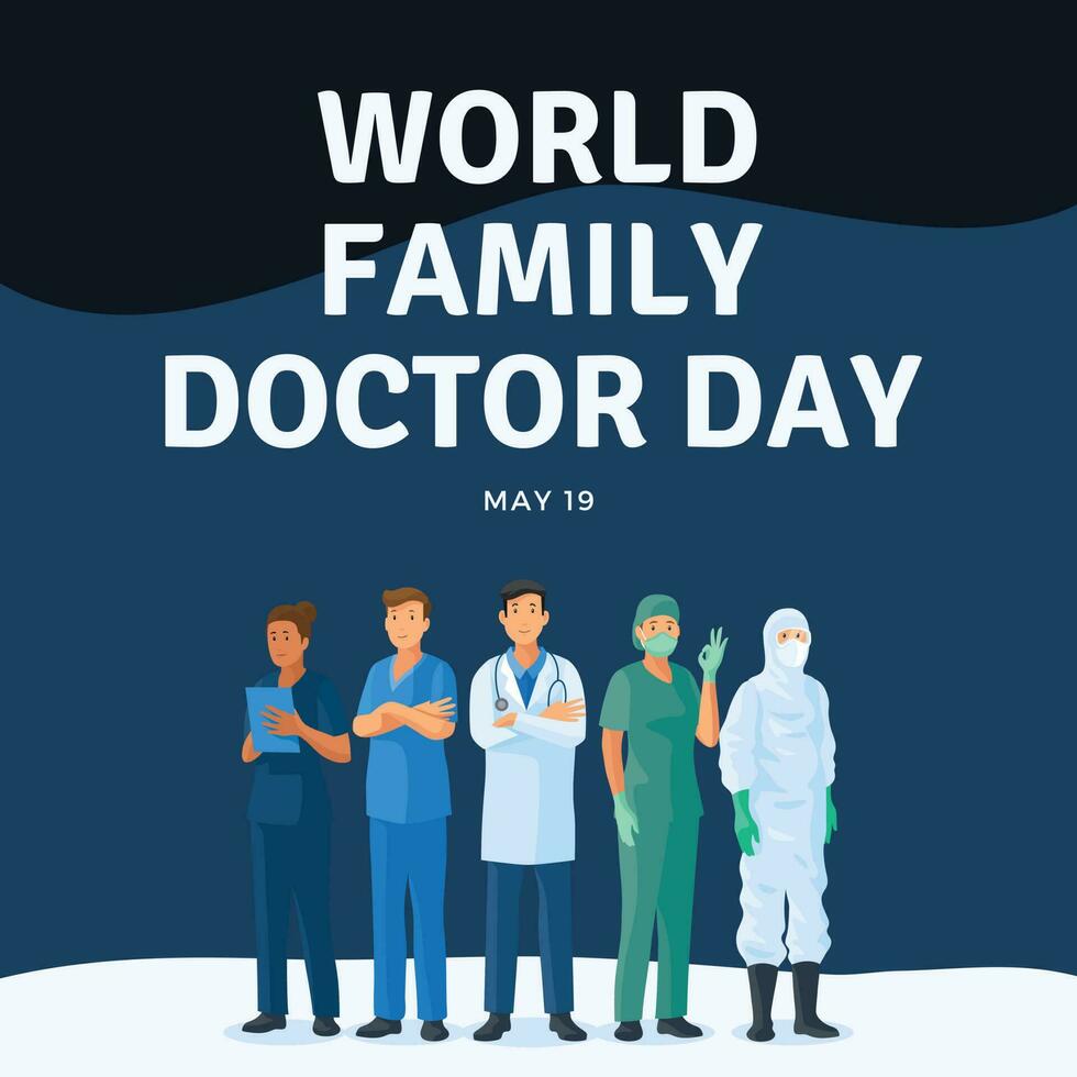 wereld familie dokter dag poster geschikt voor sociaal media post vector