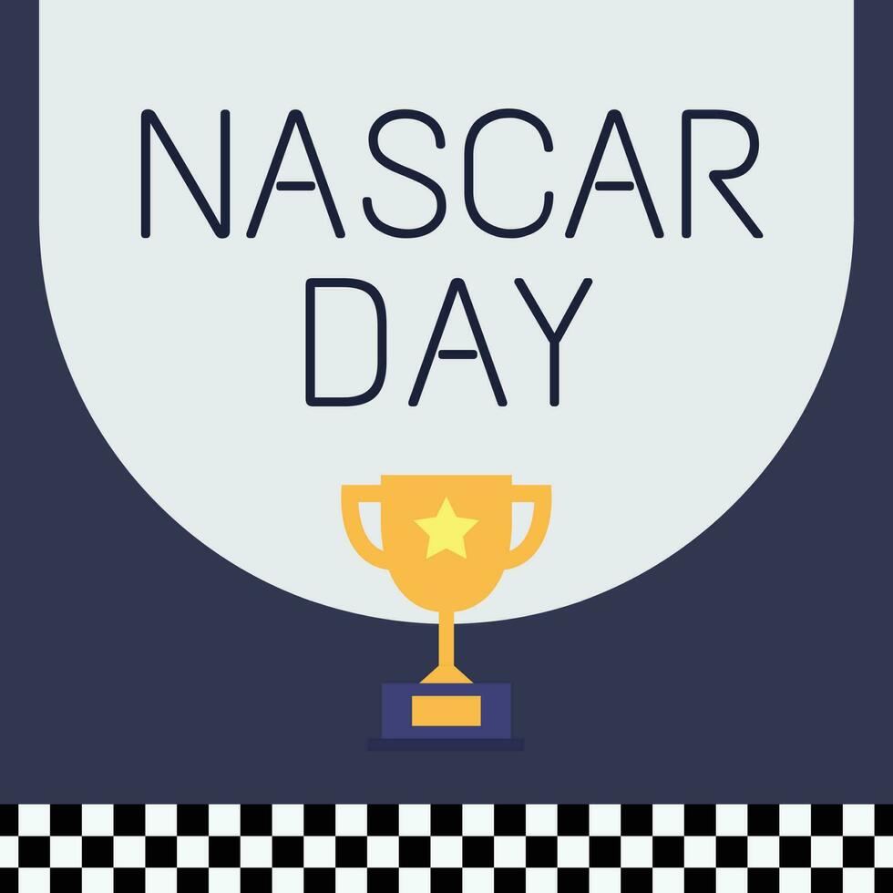 een poster voor nascar dag met een trofee Aan het. vector