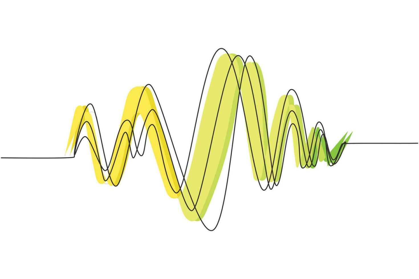 continue één lijntekening geluidsgolven. geluids speler. audio equalizer technologie, pulse musical. muziek audio frequentie, stemlijn golfvorm. Radio signaal. enkele lijn tekenen ontwerp vectorafbeelding vector