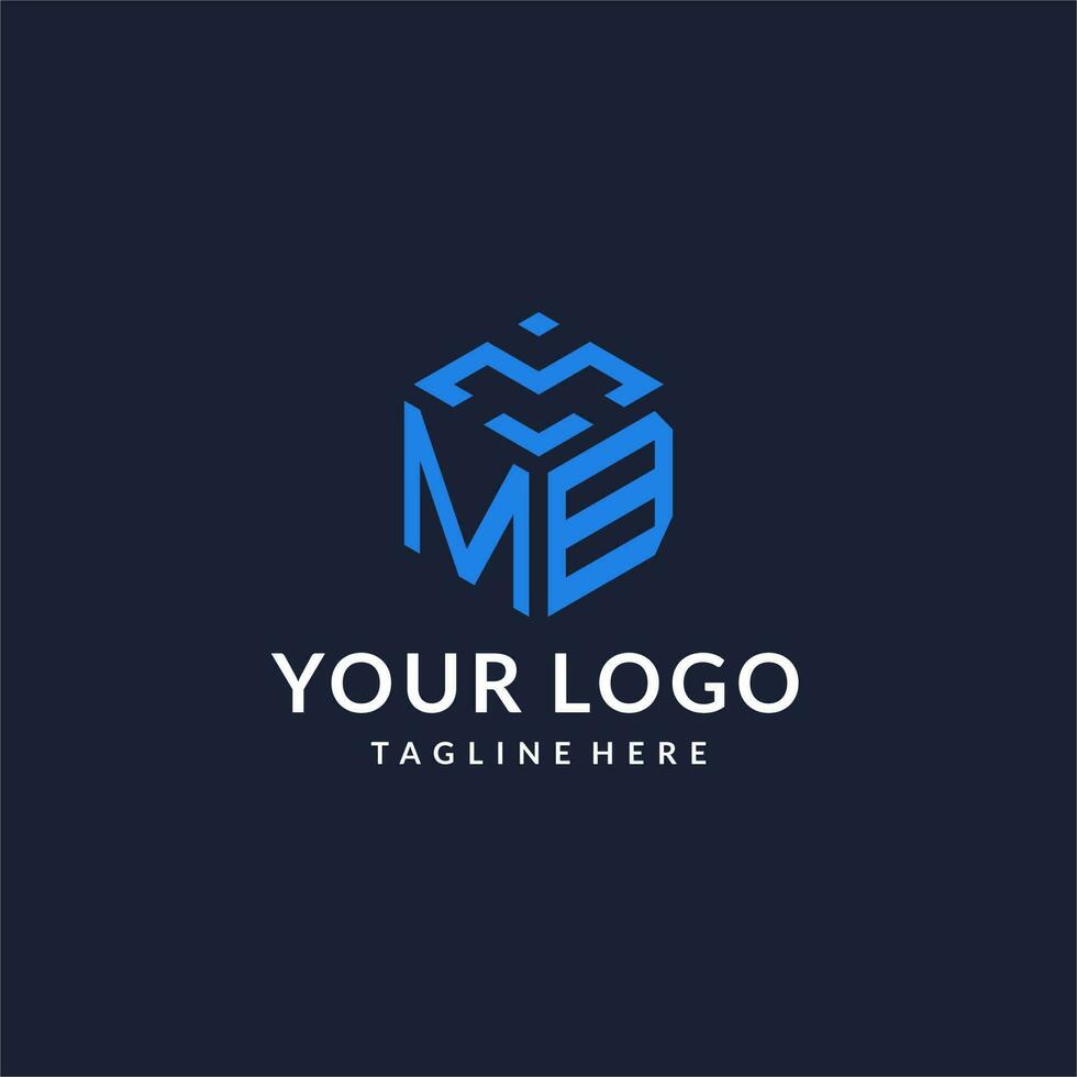 mb logo zeshoek ontwerpen, het beste monogram eerste logo met zeshoekig vorm ontwerp ideeën vector
