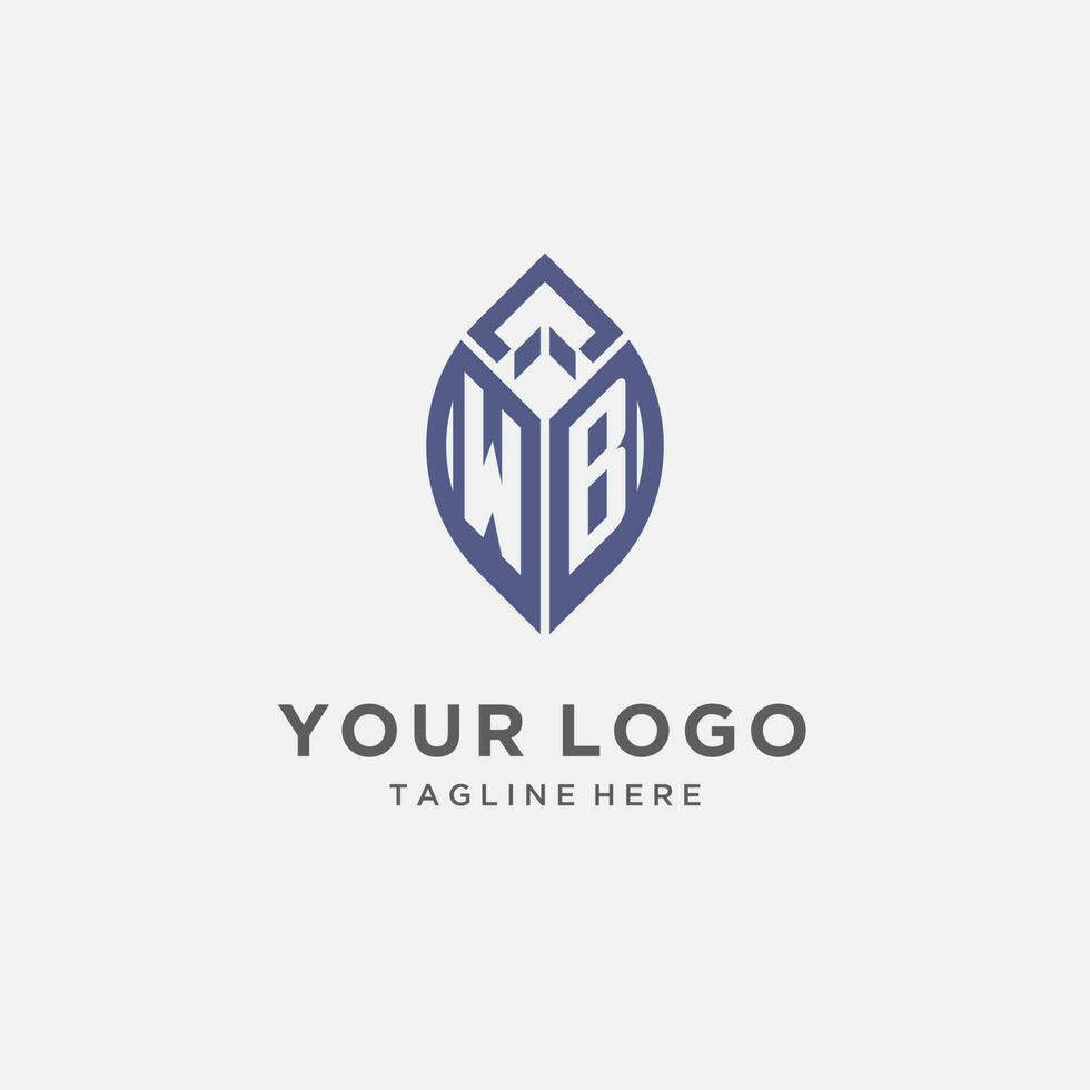 wb logo met blad vorm geven aan, schoon en modern monogram eerste logo ontwerp vector