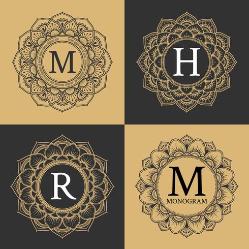 Monogram cirkel frame vintage luxe stijl. Elegant cirkelframe vector