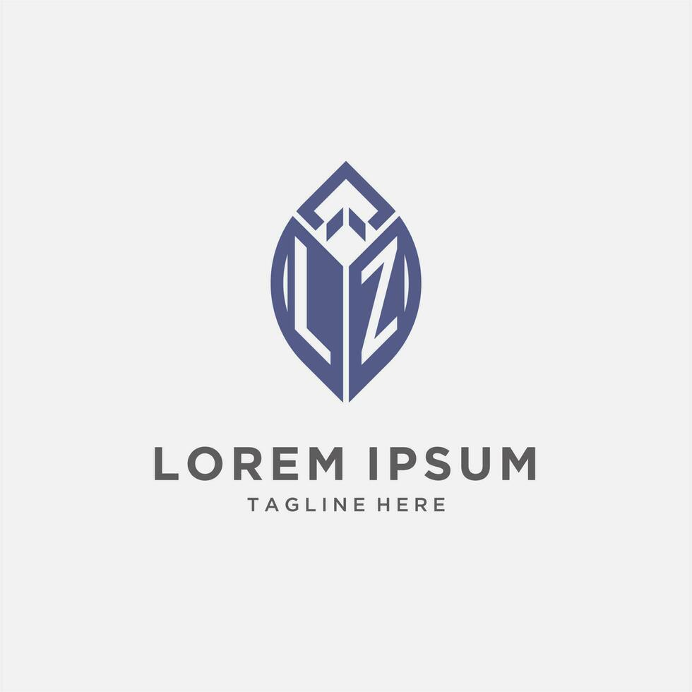 lz logo met blad vorm geven aan, schoon en modern monogram eerste logo ontwerp vector
