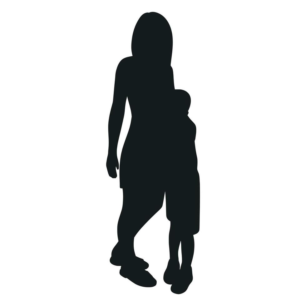 mam en kind zwart silhouet vector