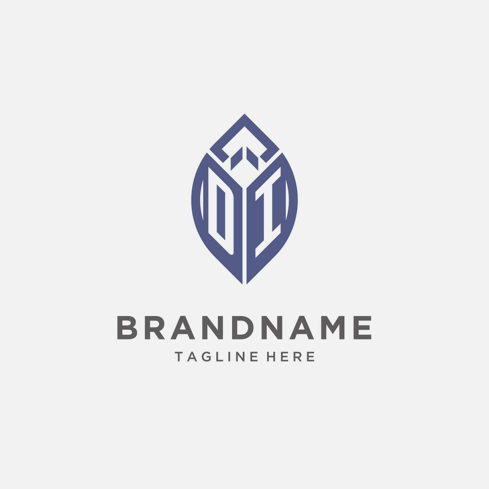 di logo met blad vorm geven aan, schoon en modern monogram eerste logo ontwerp vector