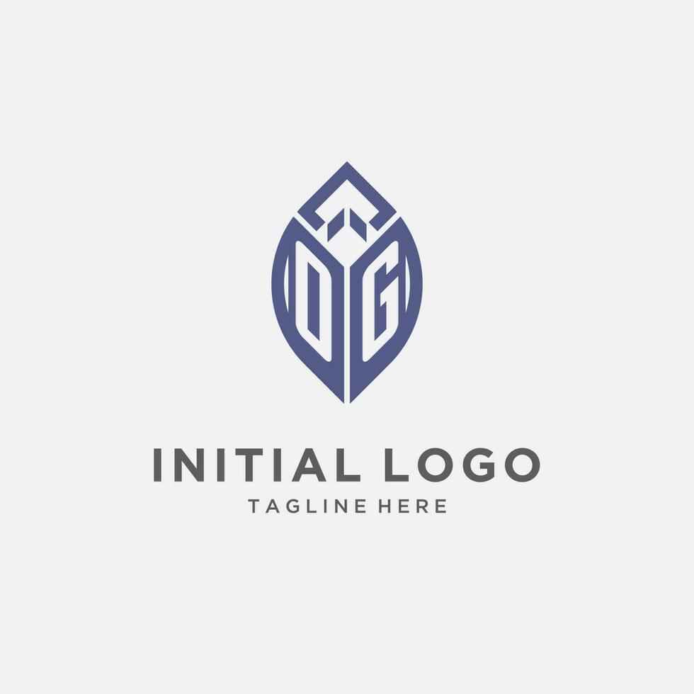og logo met blad vorm geven aan, schoon en modern monogram eerste logo ontwerp vector
