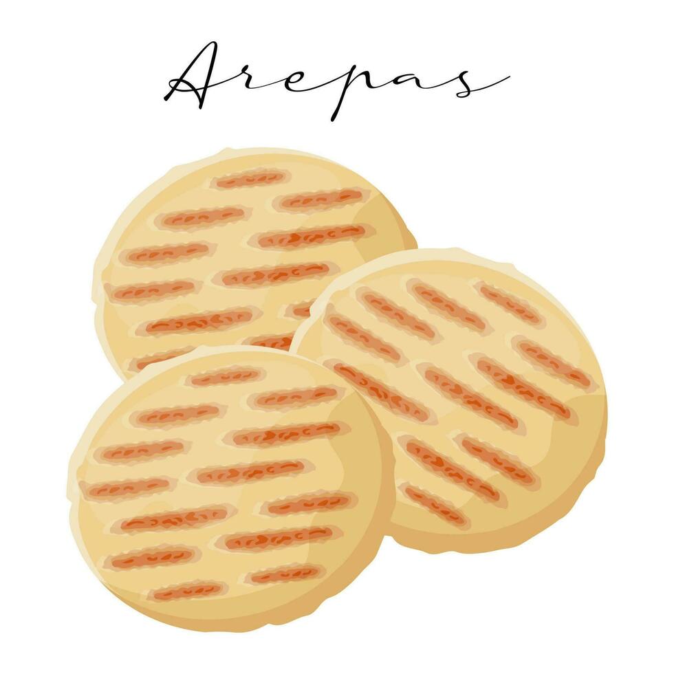 maïs tortilla's, arepas, Latijns Amerikaans keuken. nationaal keuken van Colombia. voedsel illustratie, vector