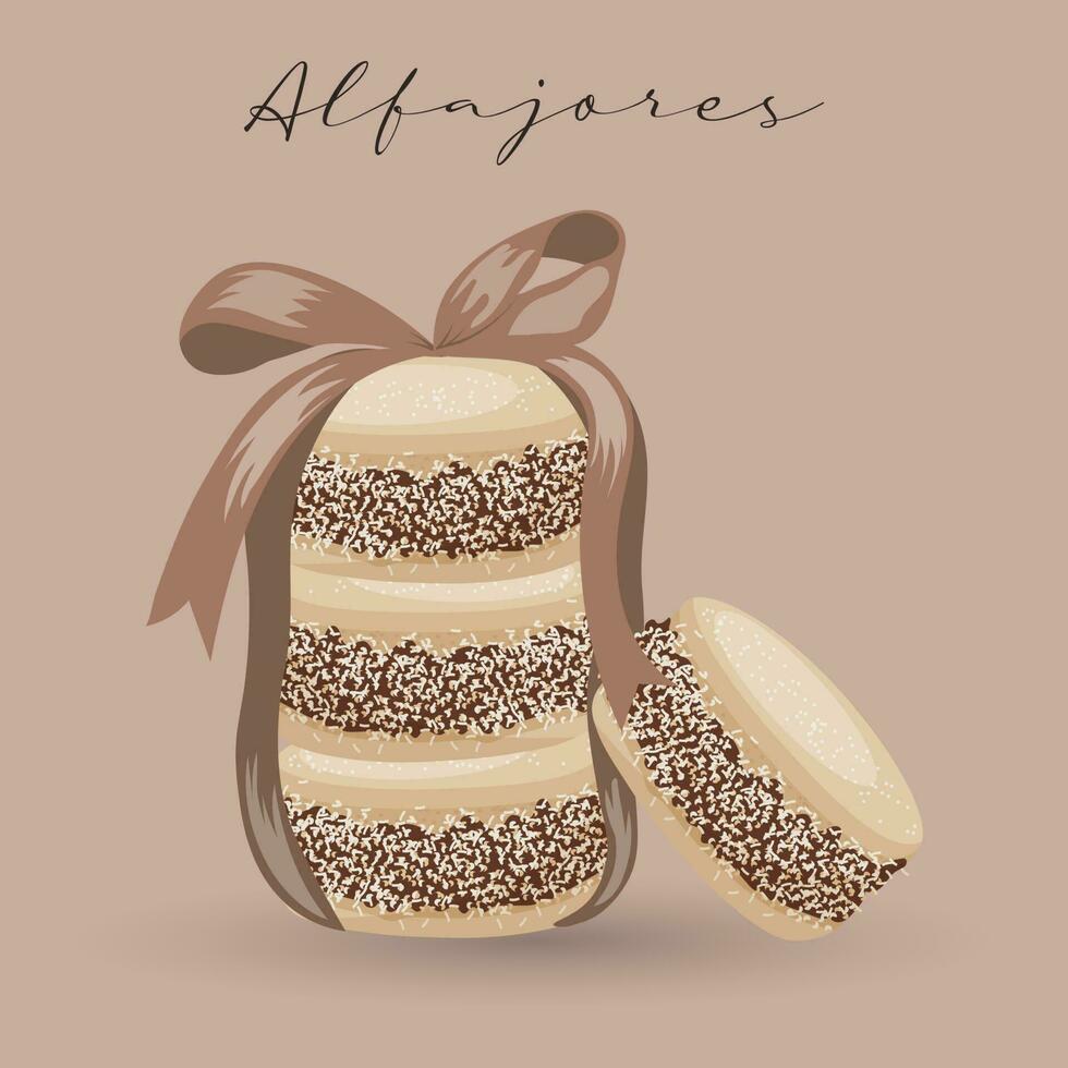 alfajores koekjes, nagerecht, Latijns Amerikaans keuken, Argentijns nationaal keuken. voedsel illustratie, vector