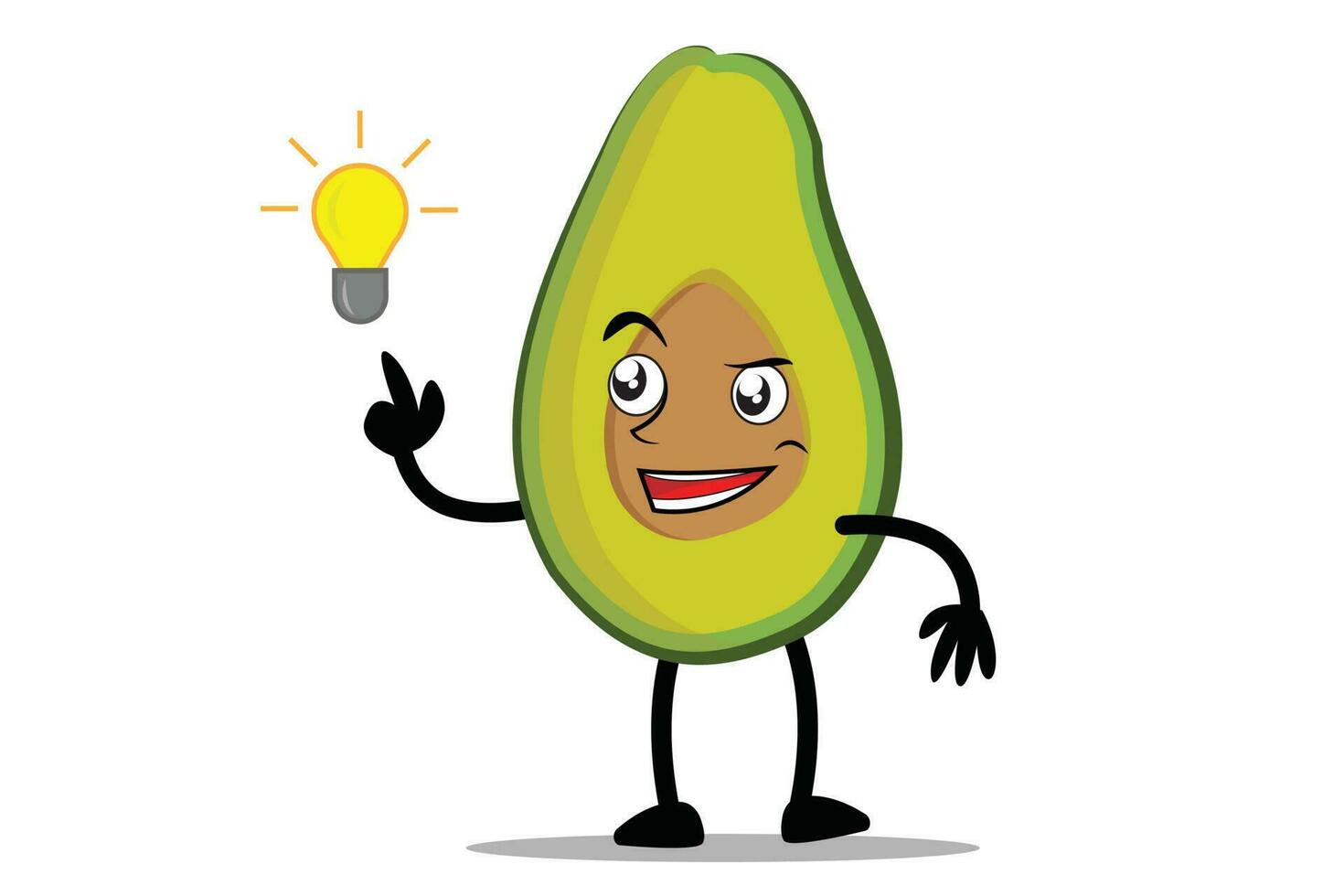 avocado tekenfilm mascotte of karakter gevonden een Super goed idee vector