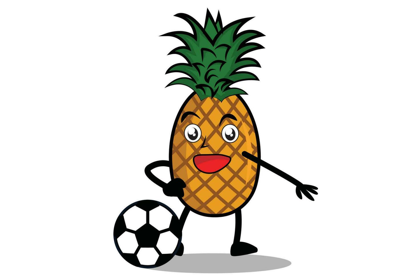 ananas tekenfilm mascotte of karakter Toneelstukken voetbal en wordt de mascotte voor zijn voetbal team vector