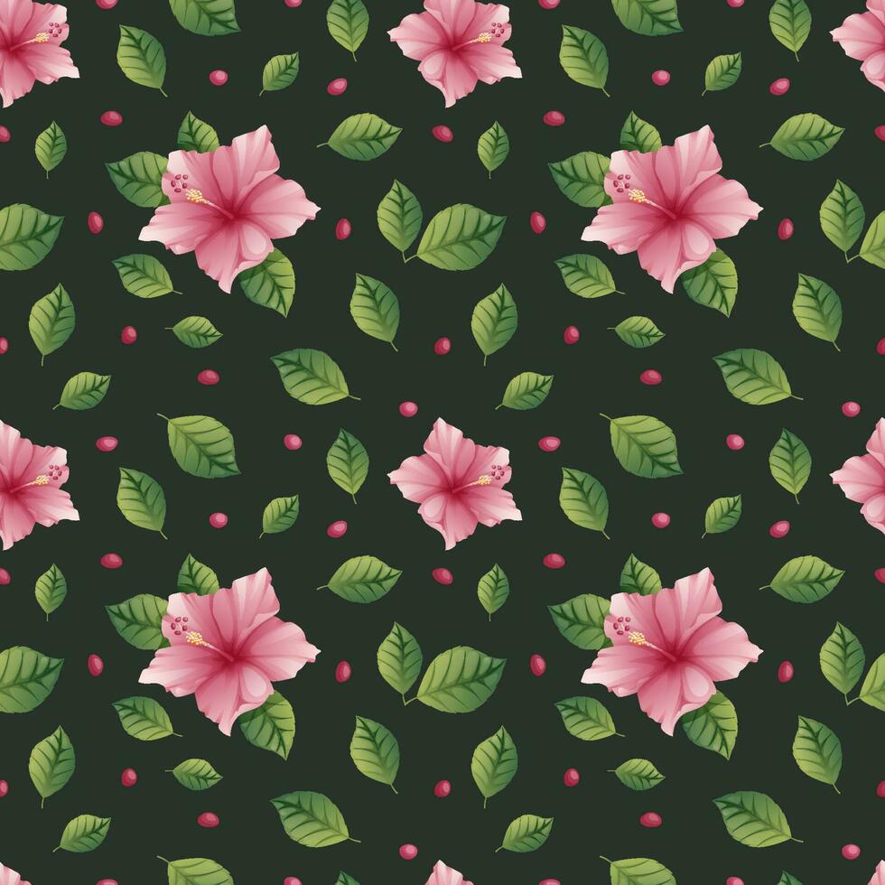 naadloos patroon met roze hibiscus bloemen Aan een licht achtergrond. bloemen tropisch structuur voor kleren, kleding stof, behang, papier, enz vector
