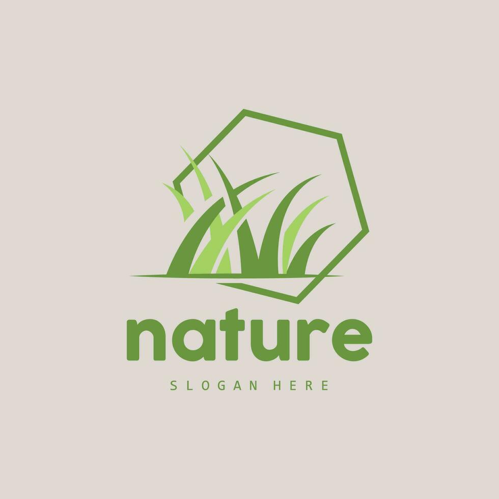 groen gras logo, natuur fabriek vector, landbouw blad gemakkelijk ontwerp, sjabloon icoon illustratie vector