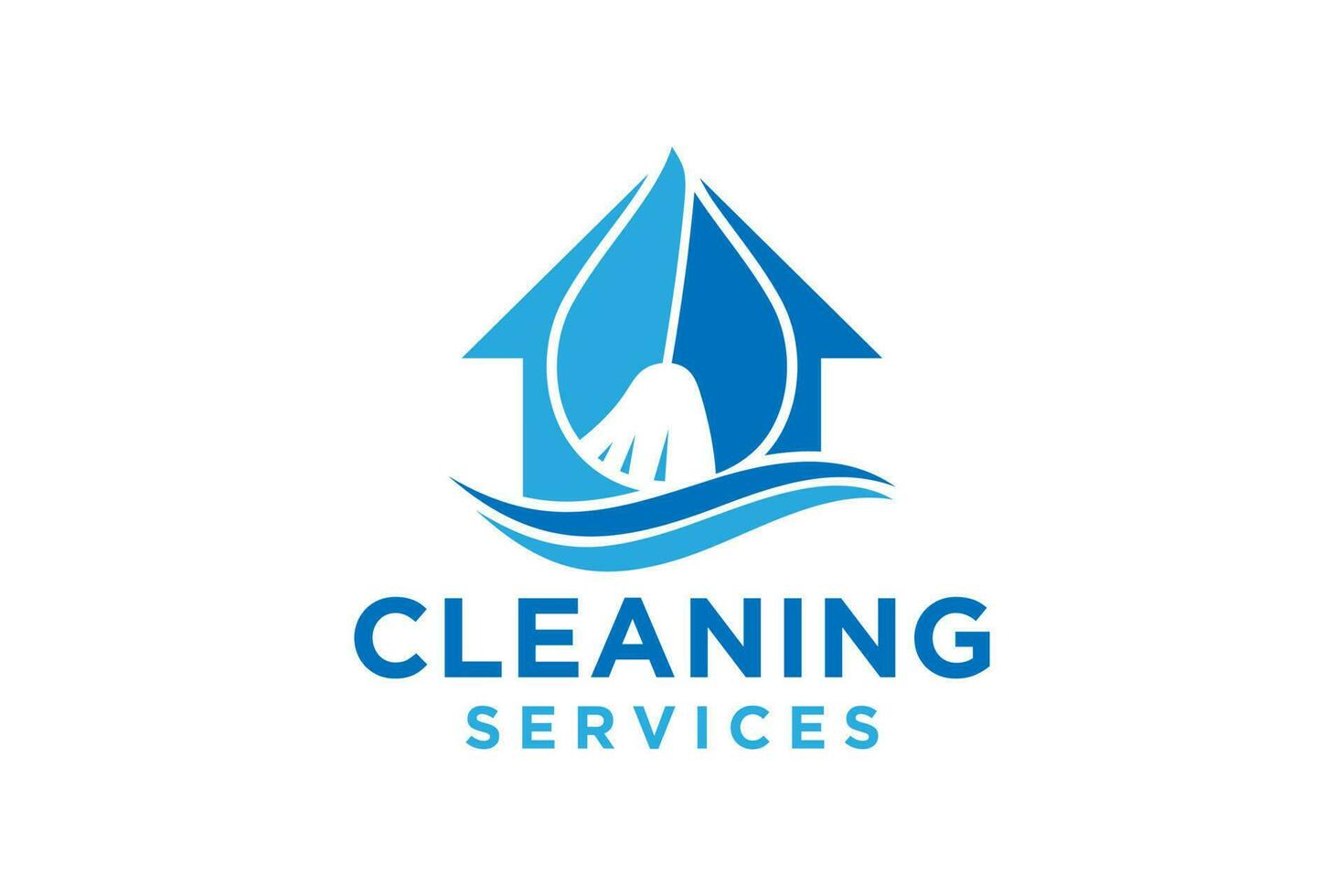 water schoonmaak logo combinatie met huis, borstel logo. vector