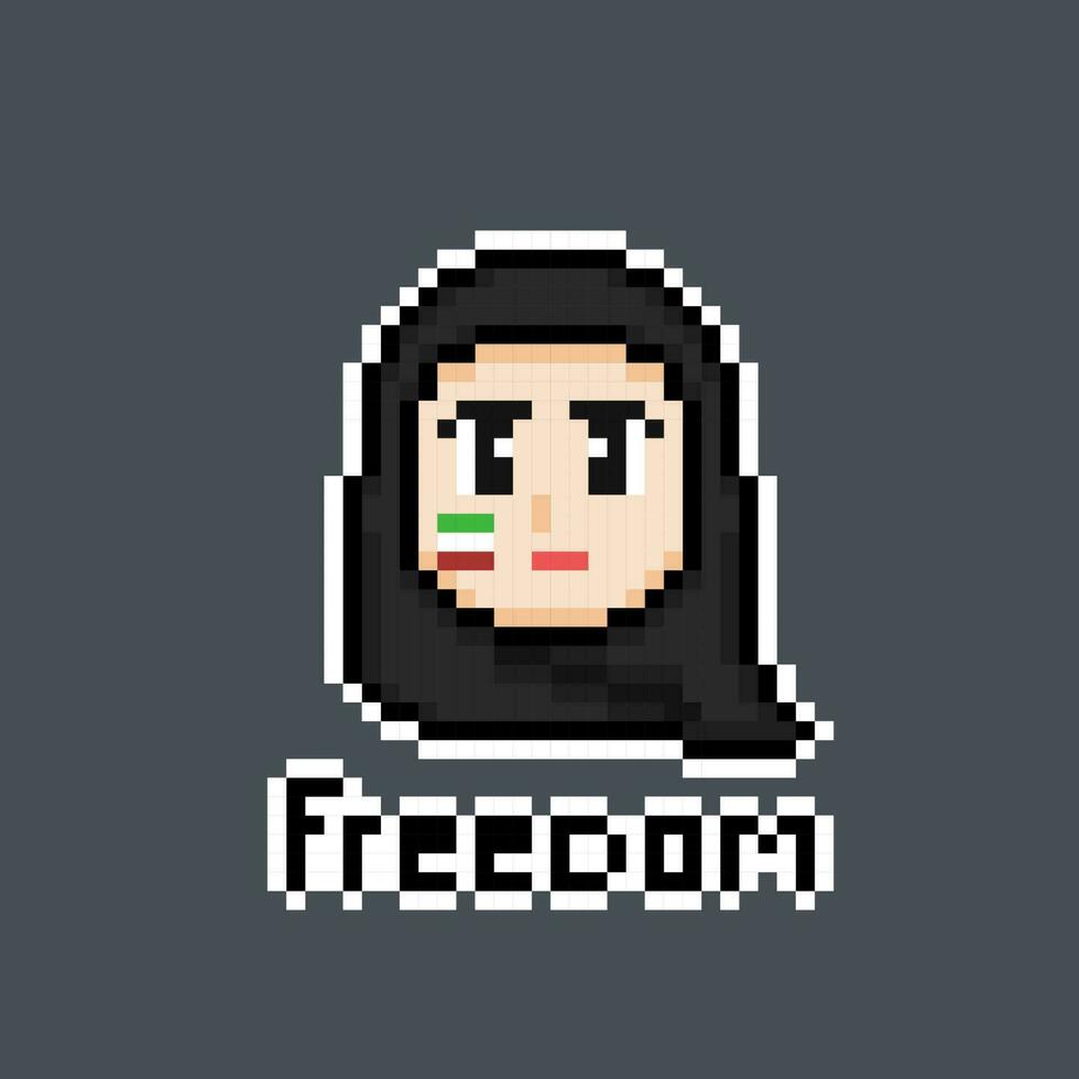 moslima meisje hoofd in pixel kunst stijl vector
