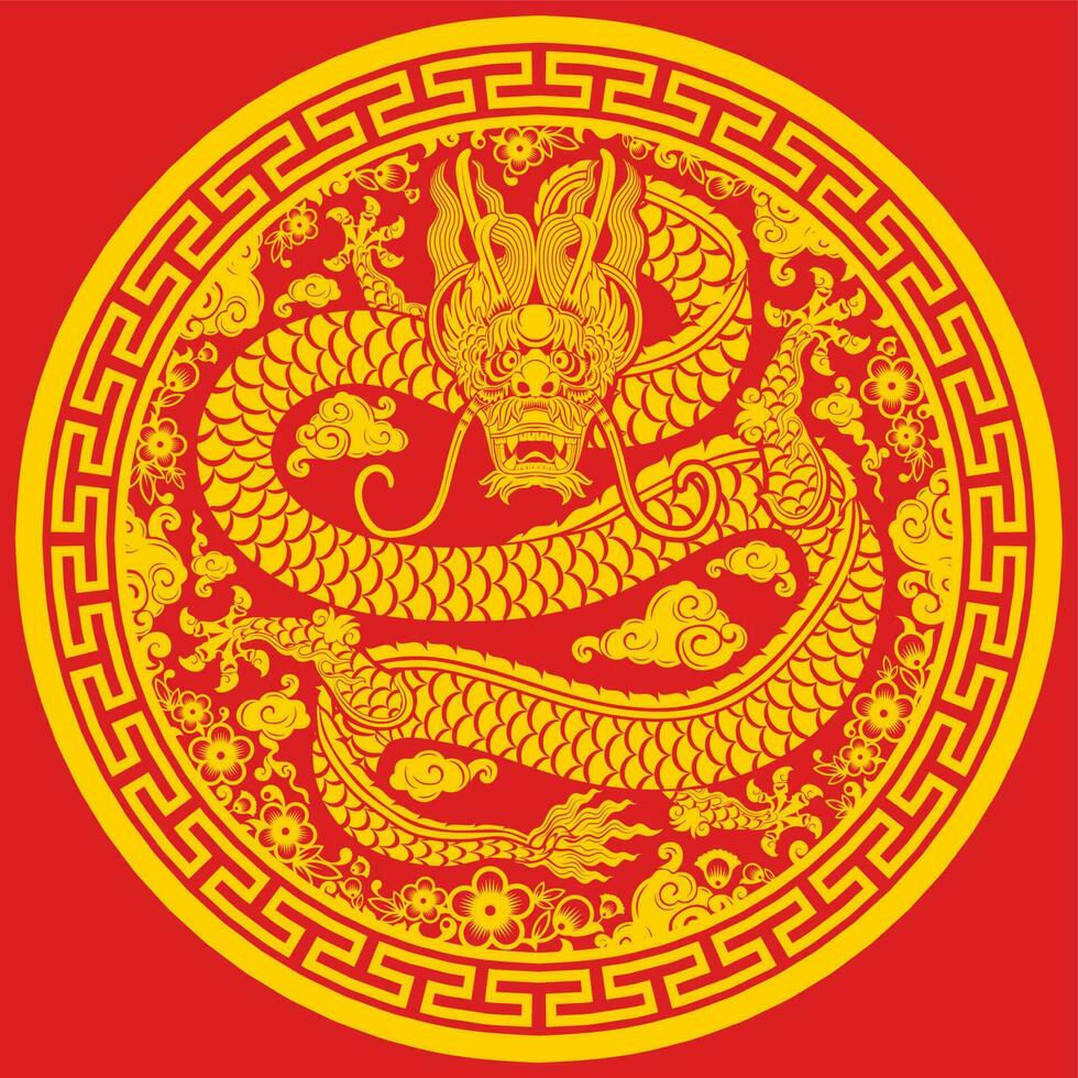 gelukkig Chinese nieuw jaar 2024 de draak dierenriem teken vector