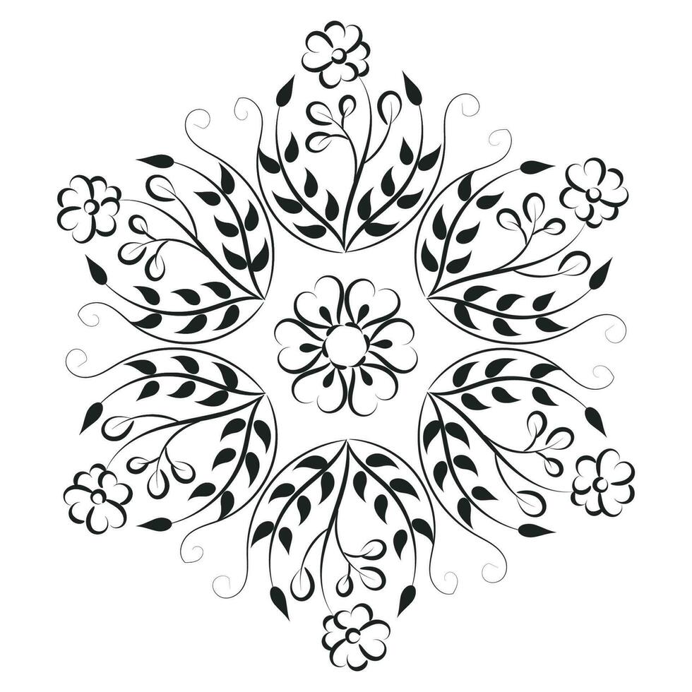 vrij borduurwerk patroon. afdrukbare bladeren lauwerkrans. hand- getrokken zwart en wit bloemen krans vector