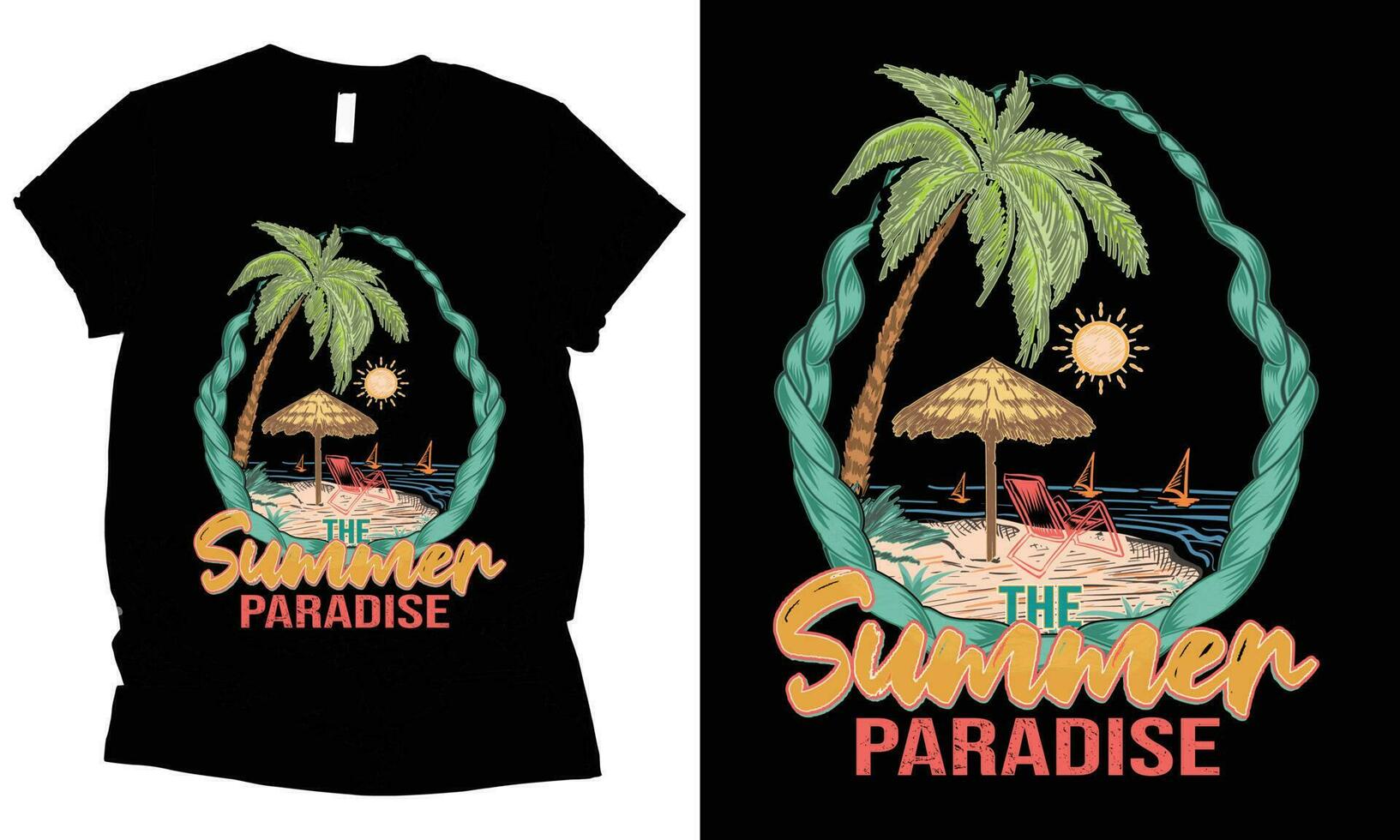 de zomer paradijs wijnoogst stijl zomer t-shirt ontwerp. vector