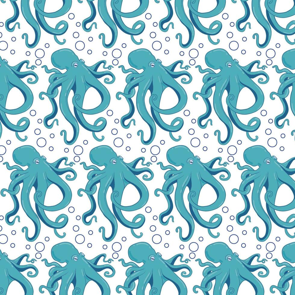 Octopus naadloos patroon. hand- getrokken vector zeevruchten illustratie. retro zee dieren achtergrond