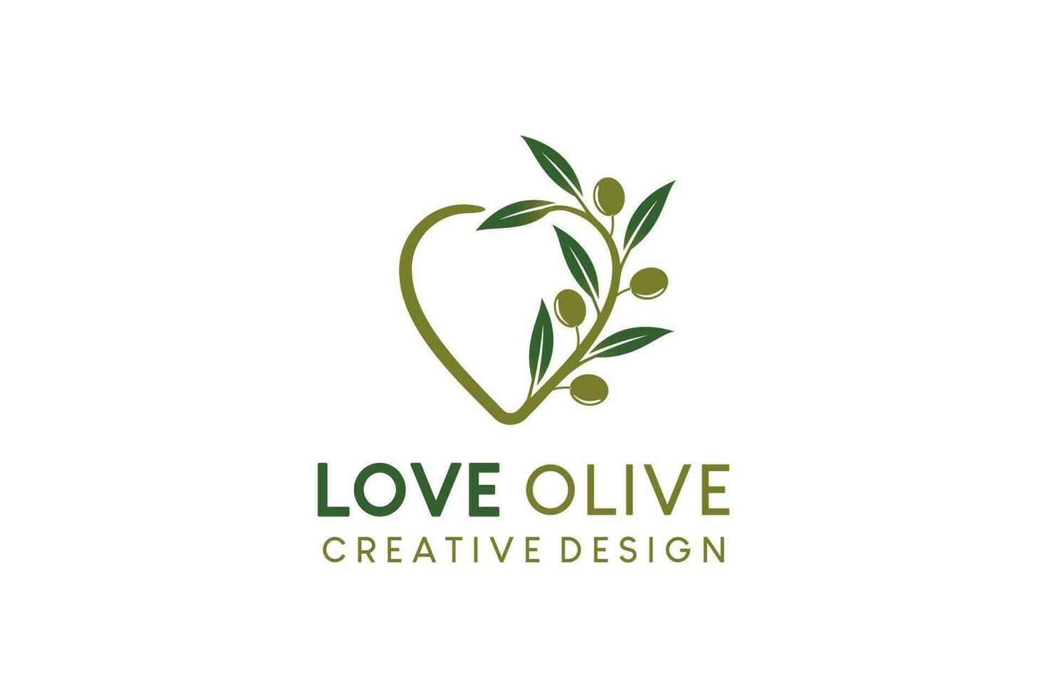 olijf- logo ontwerp met creatief liefde concept vector